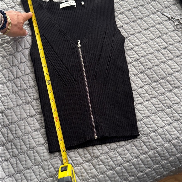 Sandro Black Ribbed Knit Tank Top - Picture 7 of 8